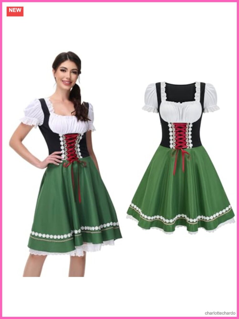 Women's Bavarian Dirndl Dress Oktoberfest Costume Beer Maid Outfit